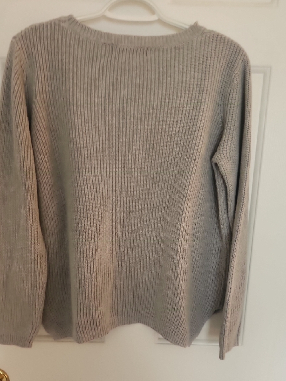 525 America 100% Cotton  Light Gray Rib-Knit Crewneck Sweater - Picture 3 of 6
